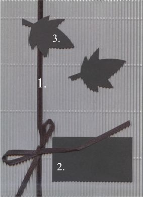 Kondolenzkarte Schleife und Baumblätter