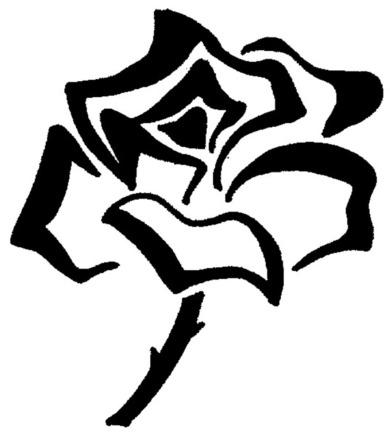 Rosenblüte stilisiert als Vignette für Trauerkarte