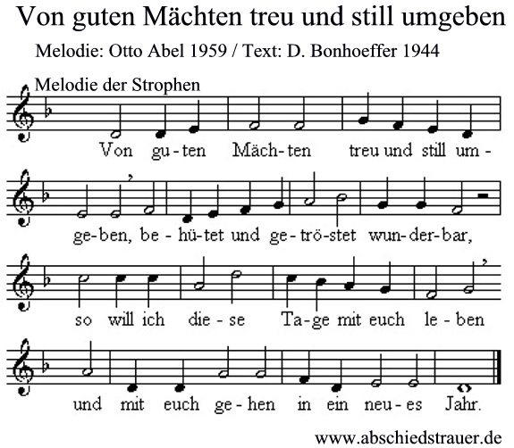 Noten (JPG) Von guten Mächten - Melodie nach Otto Abel