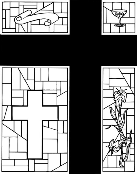 Kreuz im Kirchenfenster