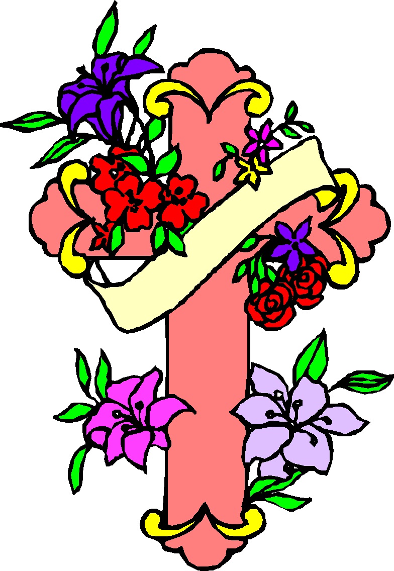 Verziertes Trauerkreuz mit Schleife und Blumen