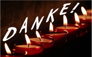 Trauerdank - Kerzenreihe mit Überschrift: DANKE !