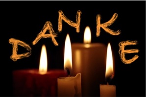 Danke - Vier Kerzen mit Schriftzug: DANKE